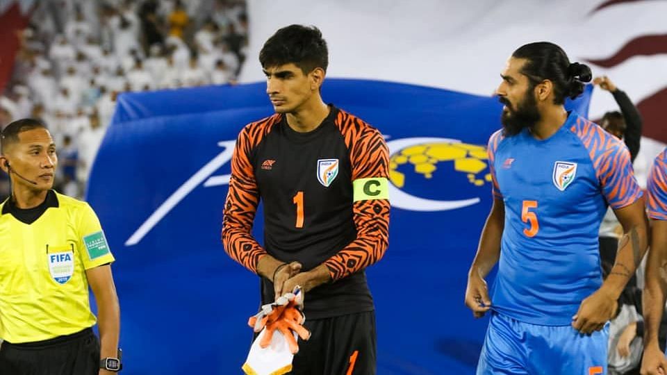 Gurpreet Singh Sandhu was standing in as captain for the match and helped India draw the game with his multiple saves.