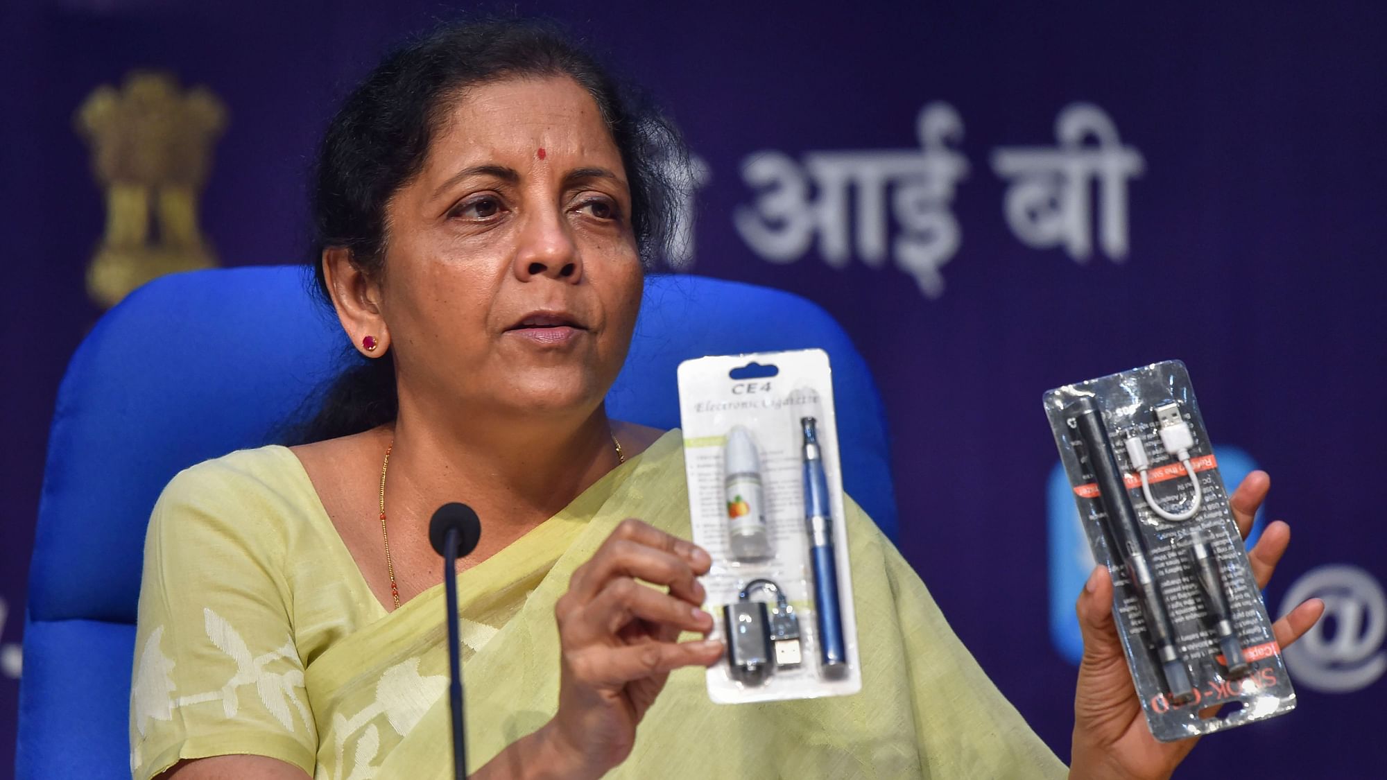 Union Finance Minister Nirmala Sitharaman during a press conference in New Delhi on 18 September.
