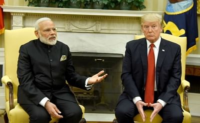 Washington DC: Prime Minister Narendra Modi meets President of United States of America (USA) Donald Trump, at White House, in Washington DC, USA on June 26, 2017. (Photo: IANS/PIB)