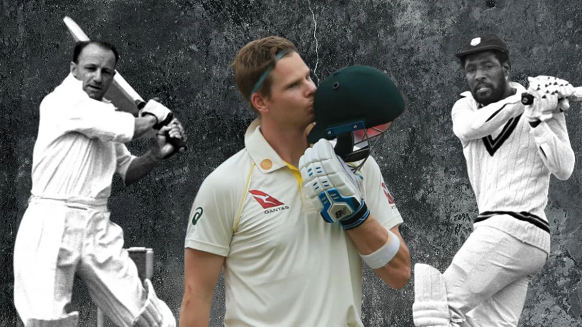 From left to right: Donald Bradman, Steve Smith and Vivian Richards.