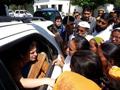 Raebareli: Congress General Secretary Priyanka Gandhi Vadra meets people during her visit to Raebareli, Uttar Pradesh on Aug 27, 2019. (Photo: IANS)