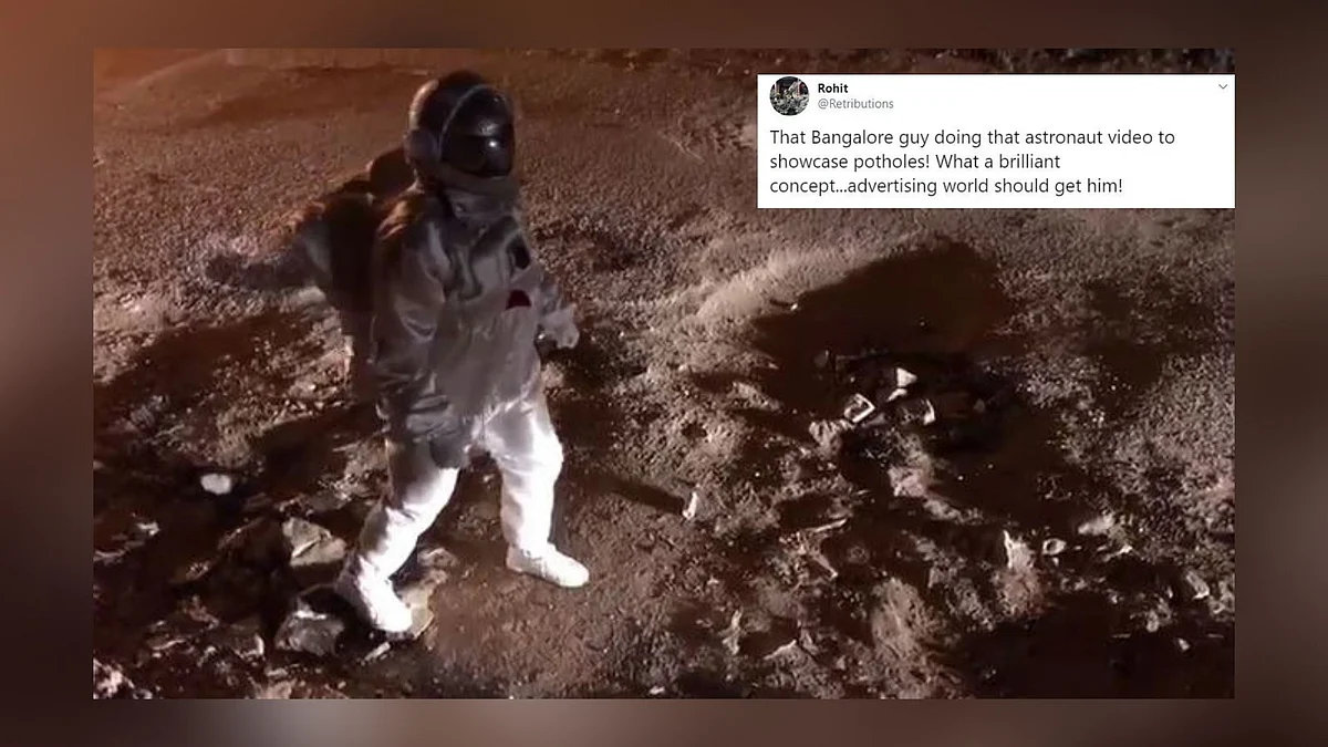 The video shot in Bengaluru shows the man “moonwalking” on a patchy land, resembling that of the moon’s surface.