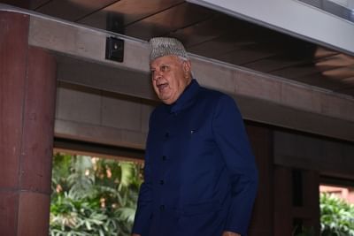 New Delhi: National Conference leader Farooq Abdullah departs after the all party meeting on the Pulwama terror attack at Parliament House, in New Delhi, on Feb. 16, 2019. (Photo: IANS)