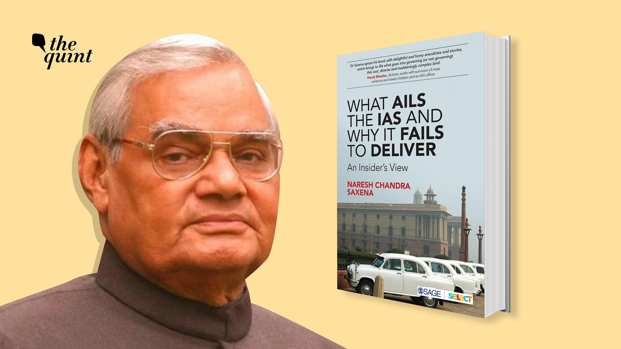Image of ex-IAS officer Naresh Chandra Saxena’s book cover, and late PM Atal Bihari Vajpayee, used for representational purposes.