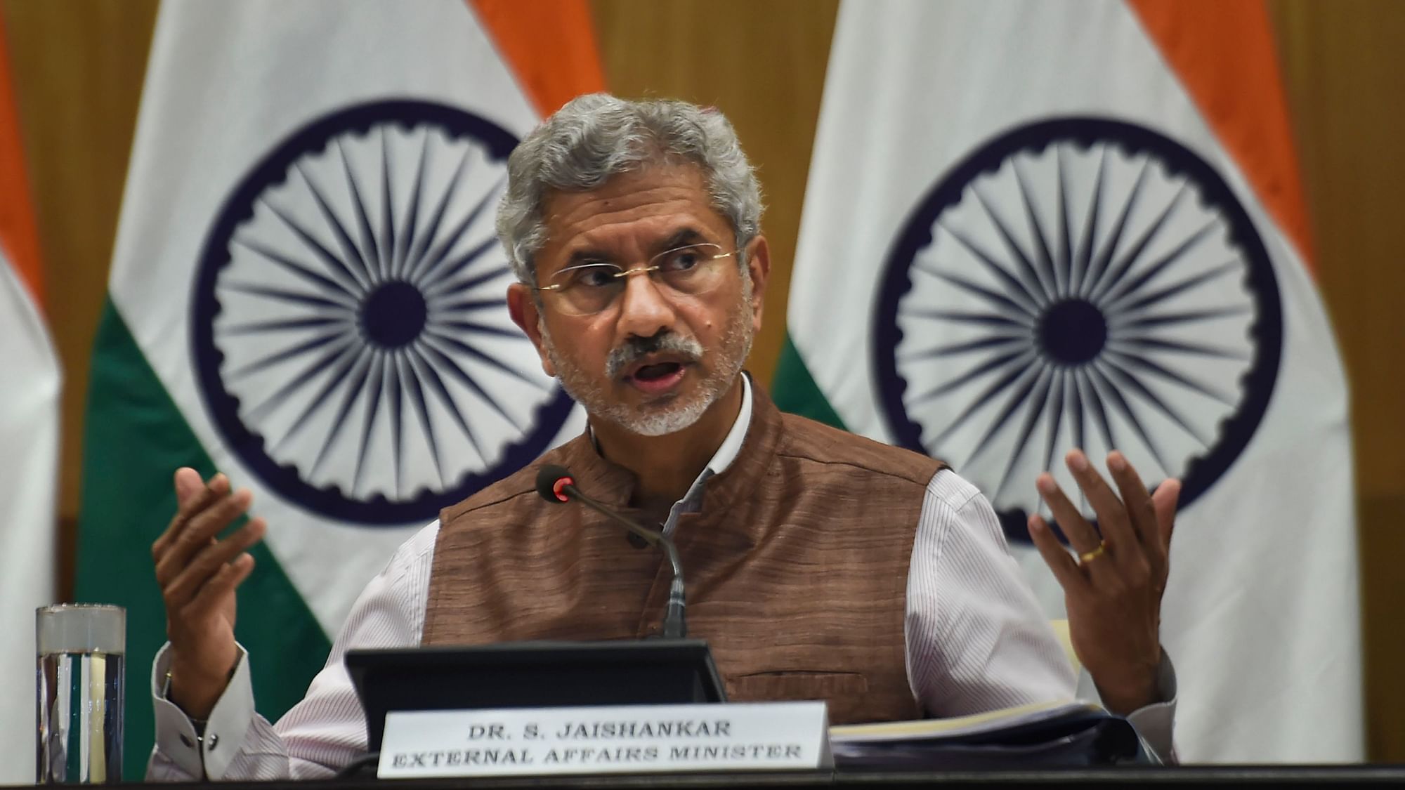 External Affairs Minister S Jaishankar during press conference on completion of first 100 days of MEA.