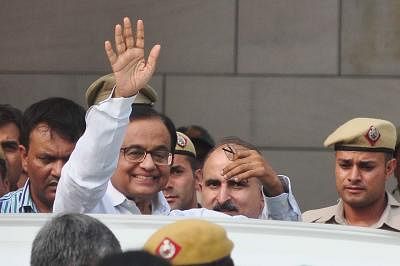 New Delhi: Former Finance Minister P. Chidambaram at Rouse Avenue court complex in New Delhi on Aug 30, 2019. The court on Friday extended, till Monday, Congress leader P. Chidambaram