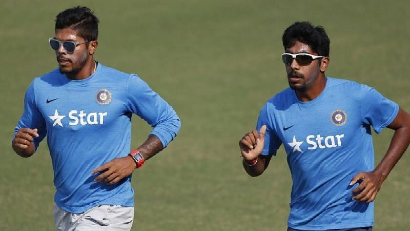 An injury to Jasprit Bumrah has forced him out of the upcoming Test series against South Africa. Umesh Yadav (left) has been named as his replacement.