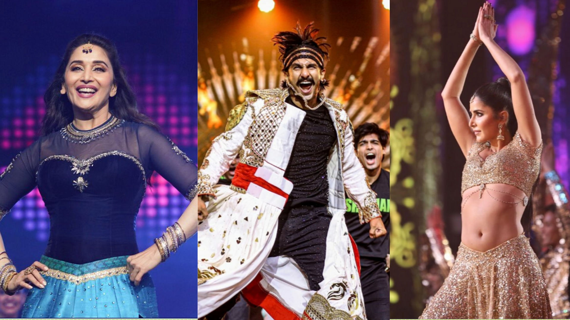 Madhuri Dixit, Ranveer Singh and Katrina Kaid perform at IIFA 2019 in Mumbai.