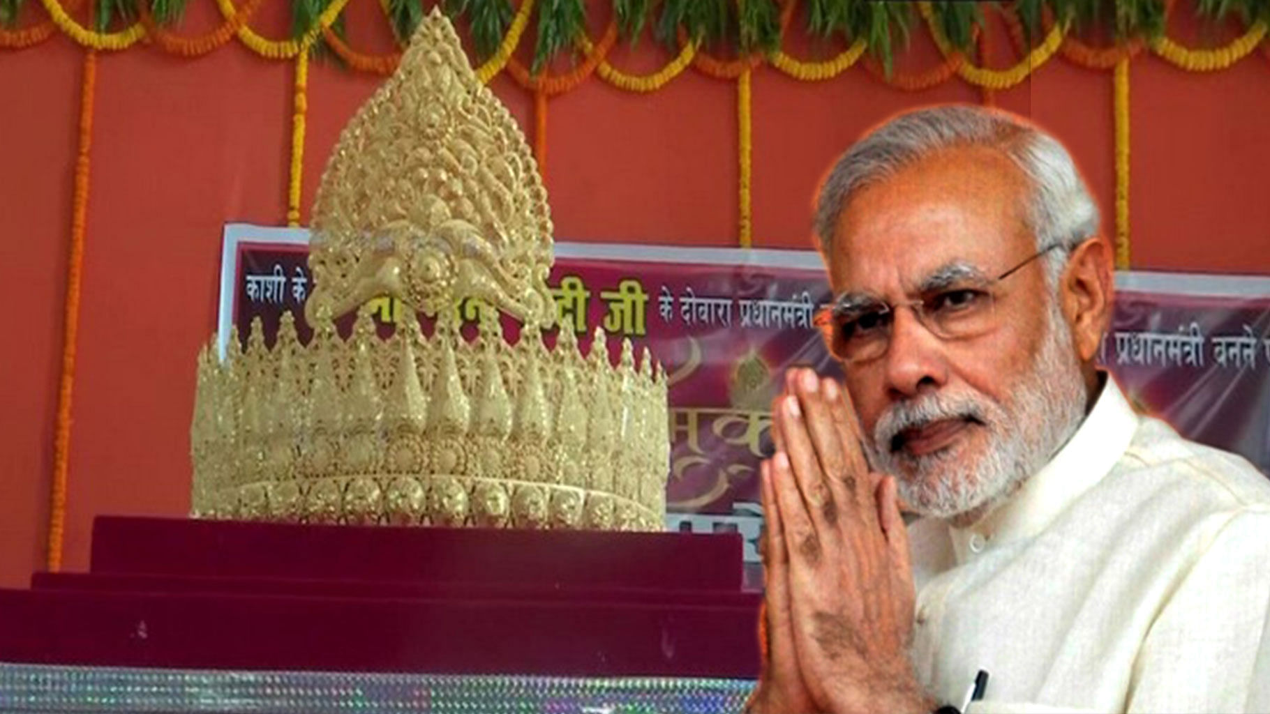 A man offered a gold crown on PM Modi’s birthday.