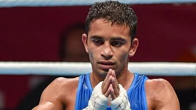 File picture of boxer Amit Panghal.