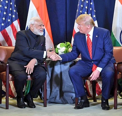 Prime Minister Narendra Modi and US President Donald Trump during a meeting on the sidelines of the UNGA74 at United Nations on Sep 24, 2019. 