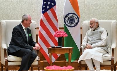 New Delhi: New Jersey Governor Phil Murphy meets Prime Minister Narendra Modi, in New Delhi on Sep 16, 2019. (Photo: IANS/PIB)