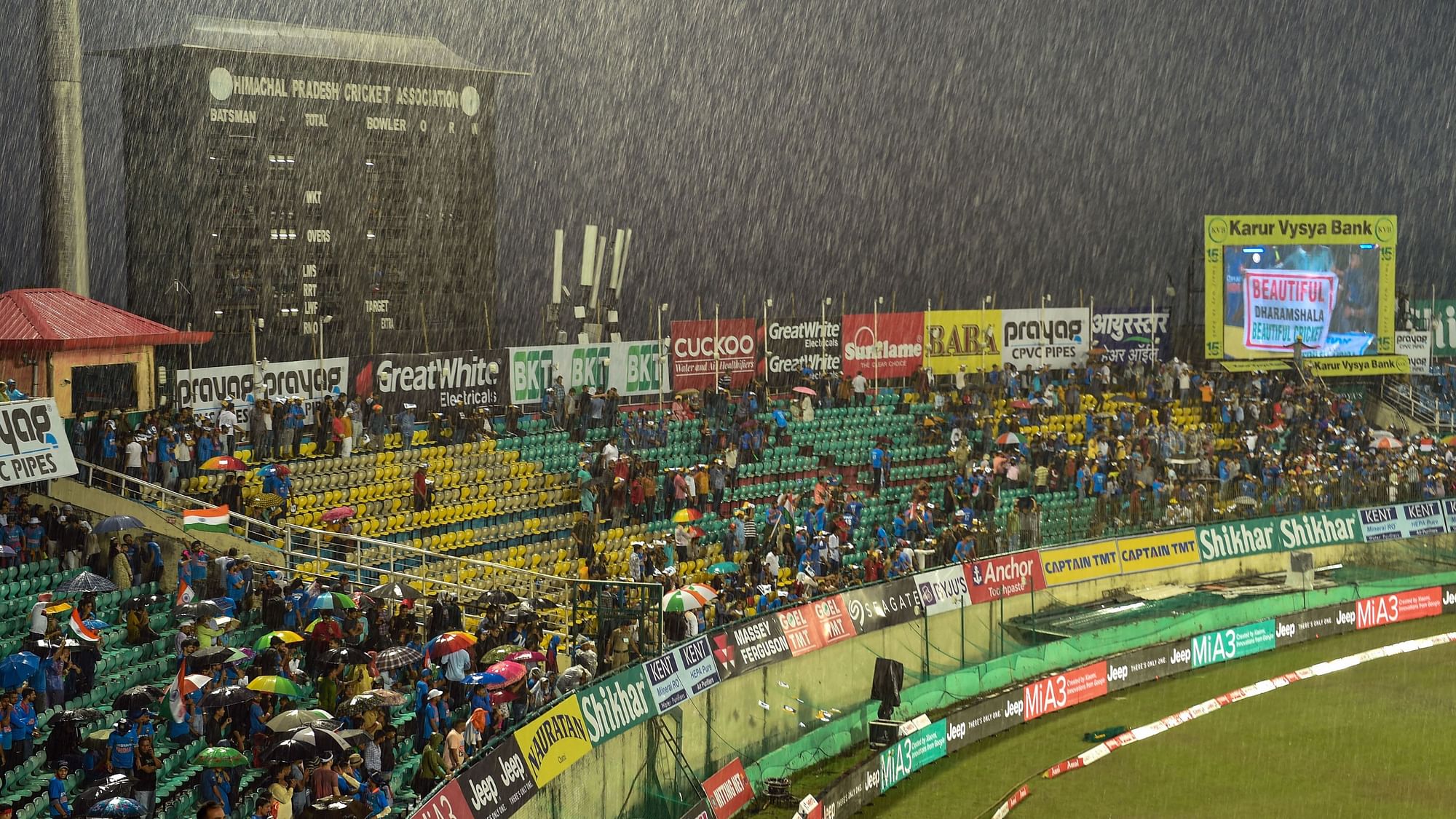 The first T20 international between India and South Africa was abandoned without a ball being bowled at Dharamshala.
