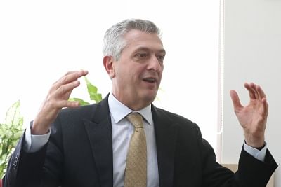 Seoul: Filippo Grandi, U.N. high commissioner for refugees, gives an interview in Seoul on Oct. 24, 2018. The official encouraged South Koreans to be "more hospitable" to asylum seekers and said Seoul giving Yemeni asylum seekers humanitarian visas was a positive step in the short term.(Yonhap/IANS)