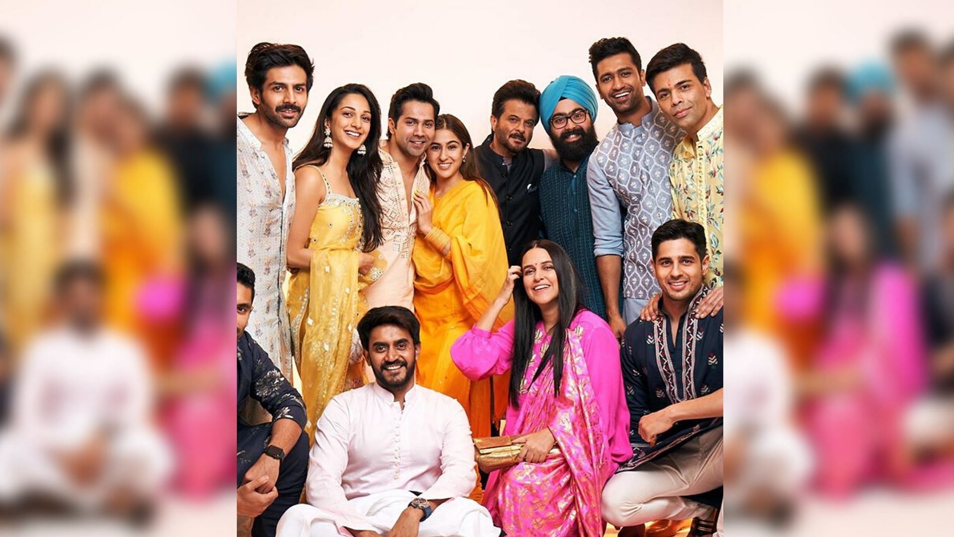 Bollywood celebs at Karan Johar’s Diwali puja at the Dharma Productions office.