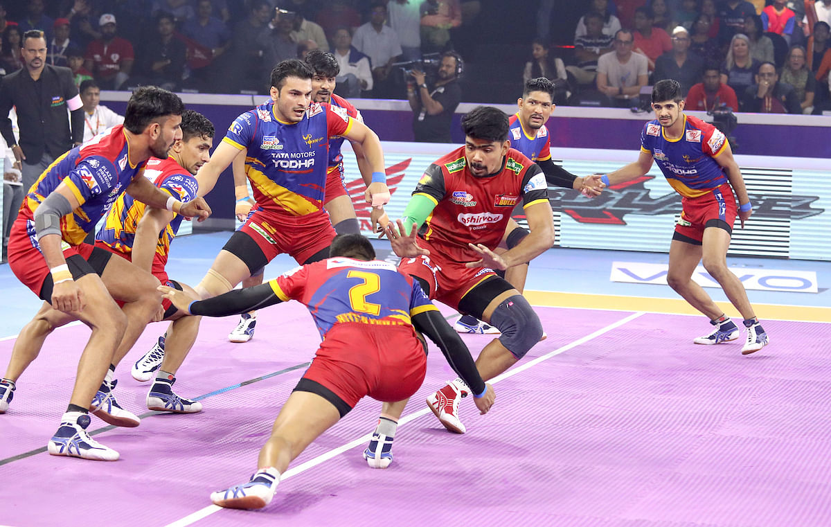 Defending champions Bengaluru Bulls outwitted UP Yoddha 48-45 in the first eliminator.