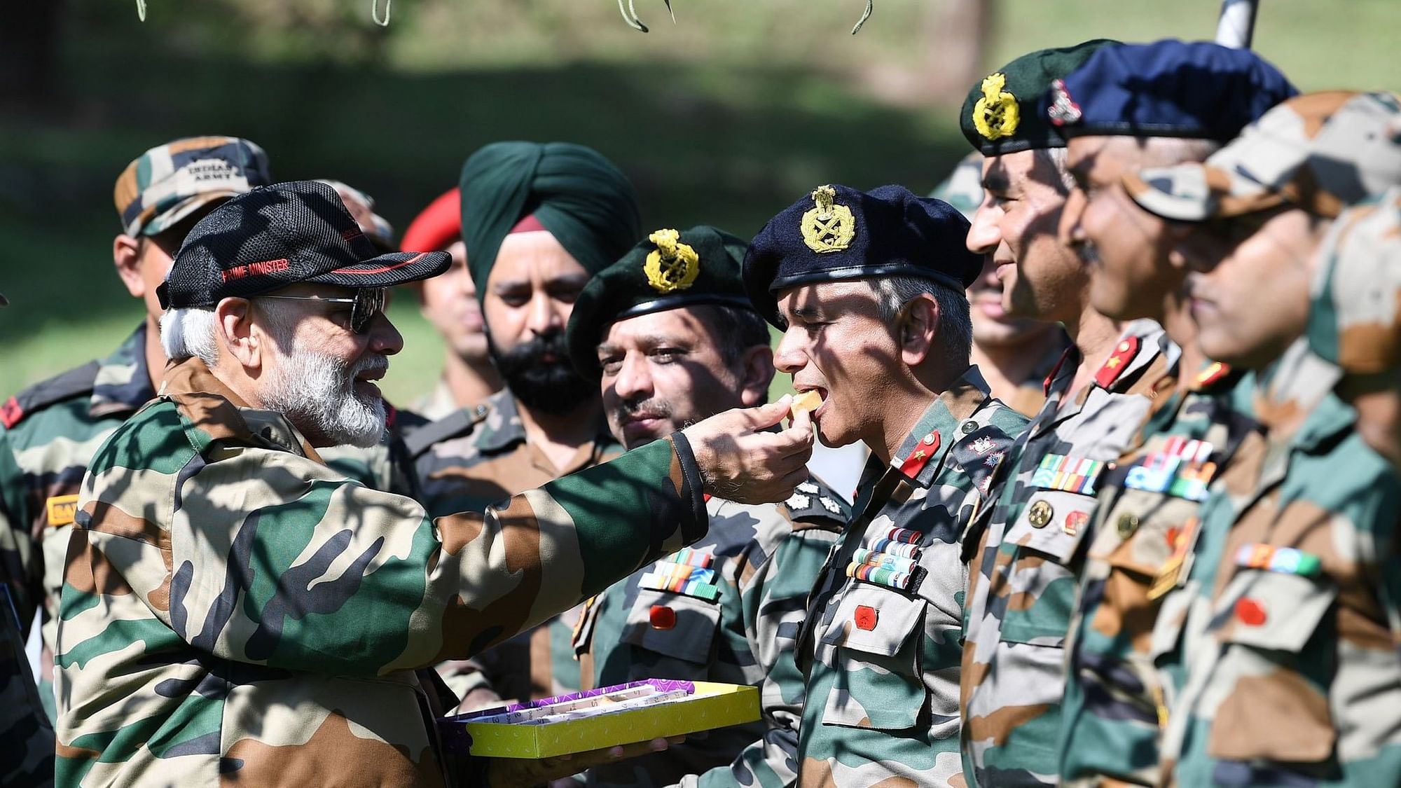 Prime Minister Narendra Modi arrived in Rajouri district on Sunday, 27 October to celebrate Diwali with Army troops guarding the Line of Control (LoC).&nbsp;
