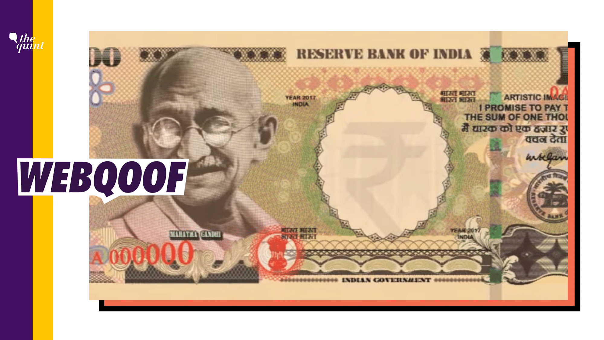 An image on social media falsely claimed that it is the new Rs 1,000 rupee note.