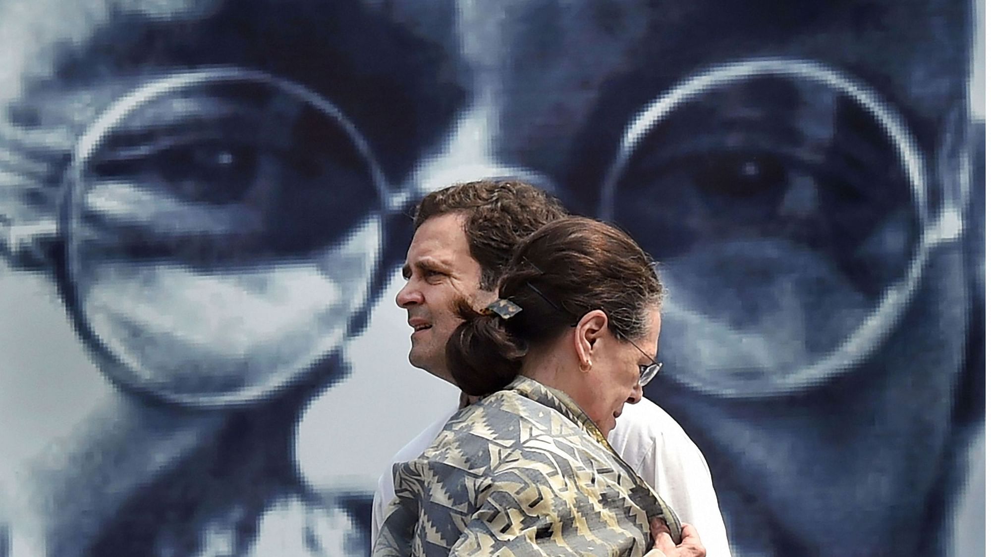 Congress President Sonia Gandhi with party leader and son Rahul Gandhi.