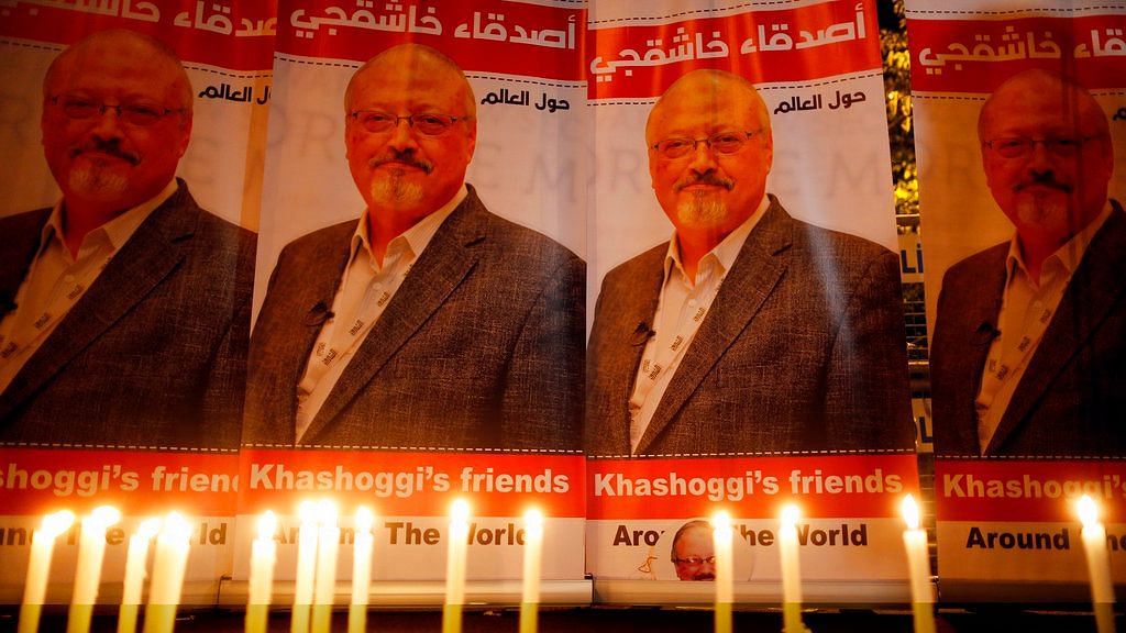File image of protests on Saudi journalist Jamal Khashoggi’s killing.&nbsp;