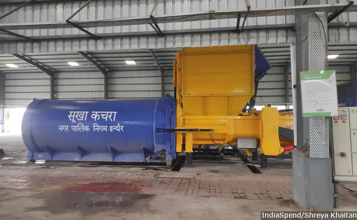 Indore has 10 transfer stations, such as the one pictured above, where the garbage is weighed, segregation is ensured, and then sent onward for processing at the central facility.