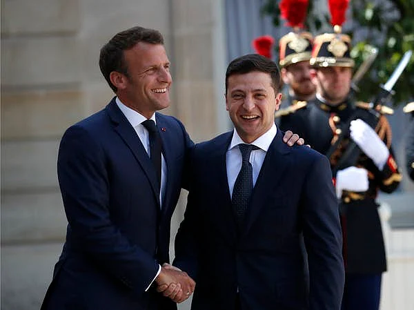 Zelenskiy may have damaged relations with European allies by his phone call with Trump. Here, Zelenskiy, right, is seen with French President Emmanuel Macron, in Paris