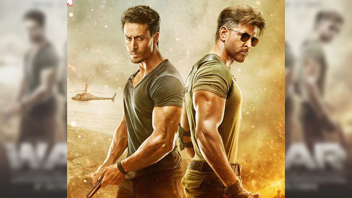 Hrithik Roshan and Tiger Shroff in a poster for <i>War</i>.