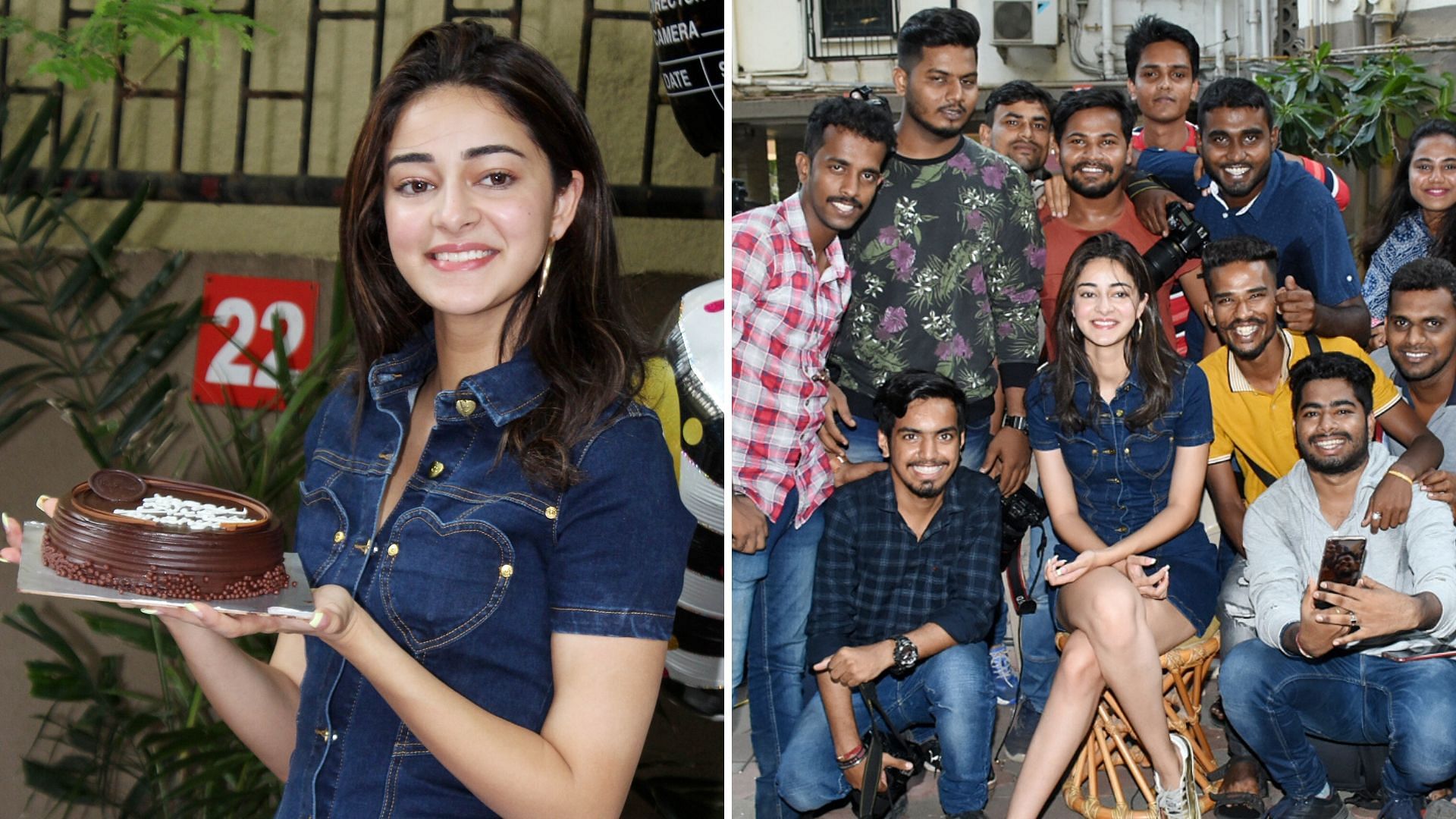 Ananya Panday celebrating her 21st birthday with members of the media.&nbsp;