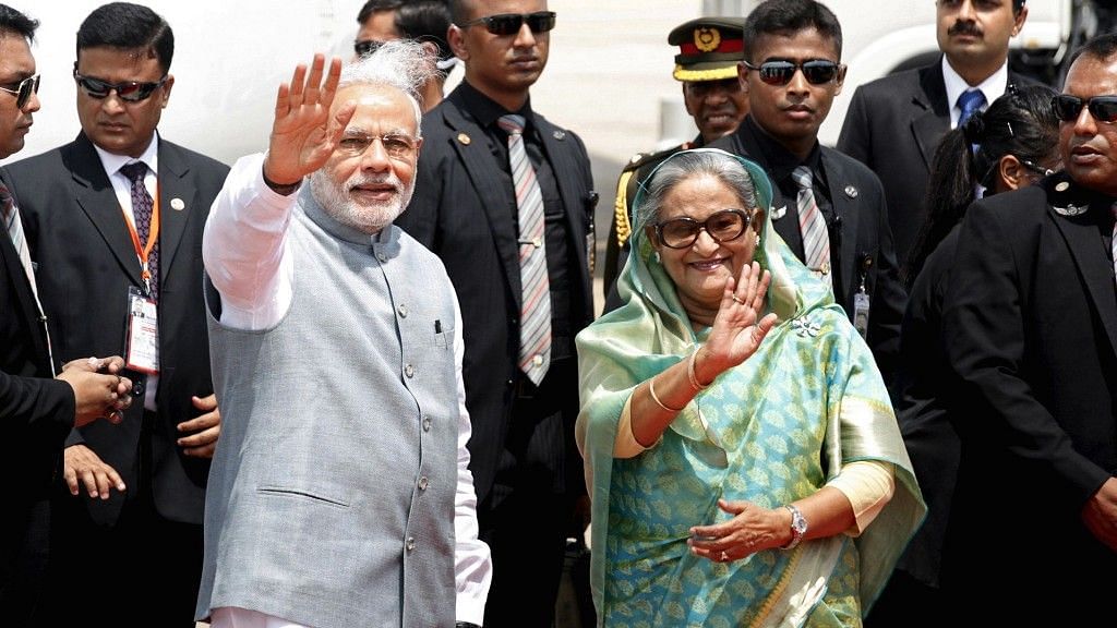 A file photo of PM Narendra Modi with Bangladesh PM Sheikh Hasina.&nbsp;