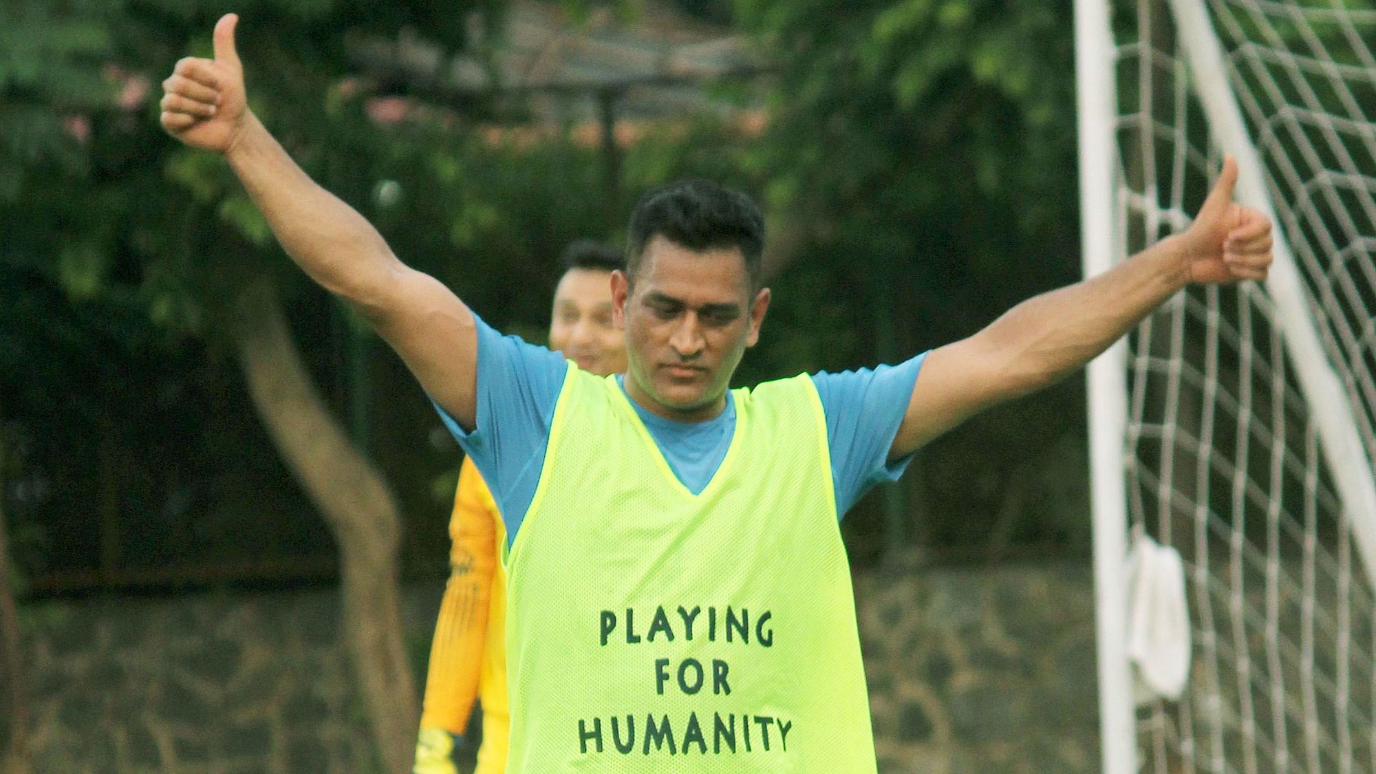 Former Indian captain Mahendra Singh Dhoni was spotted playing a football match in Mumbai.