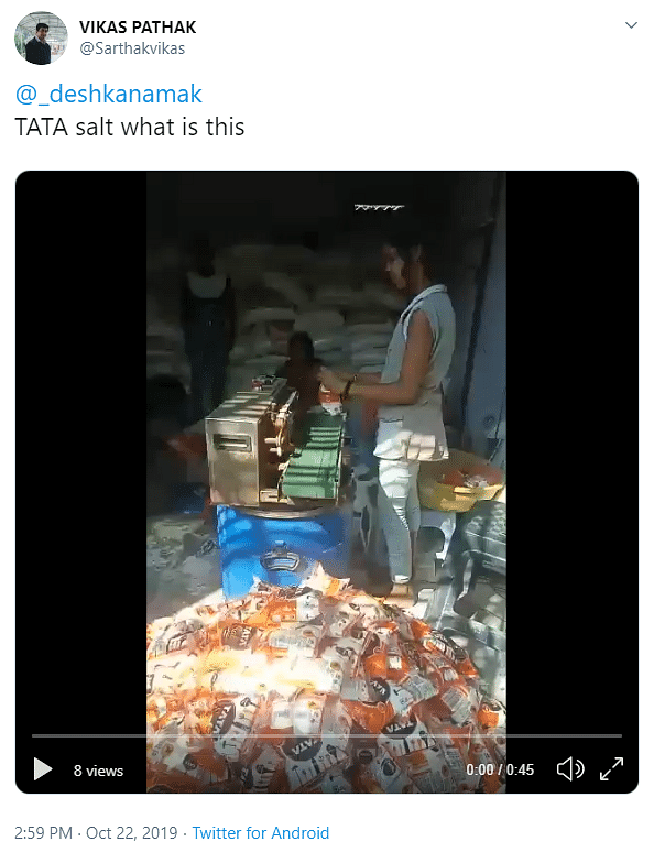 The video is of a raid conducted by the Tata Salt team and the Punjab Police against counterfeit salt operations.
