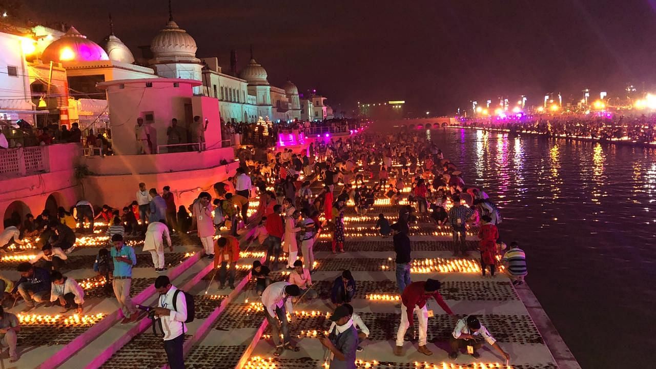 Diwali celebrations at Ayodhya, Uttar Pradesh.
