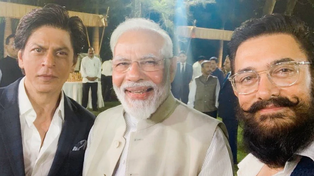 Shah Rukh Khan and Aamir Khan meet PM Narendra Modi in New Delhi.