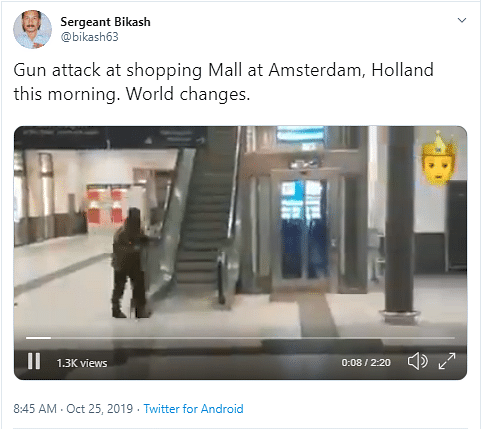 The video is of a counter-terrorism drill conducted by the German police on 15 October at Nuremberg train station.