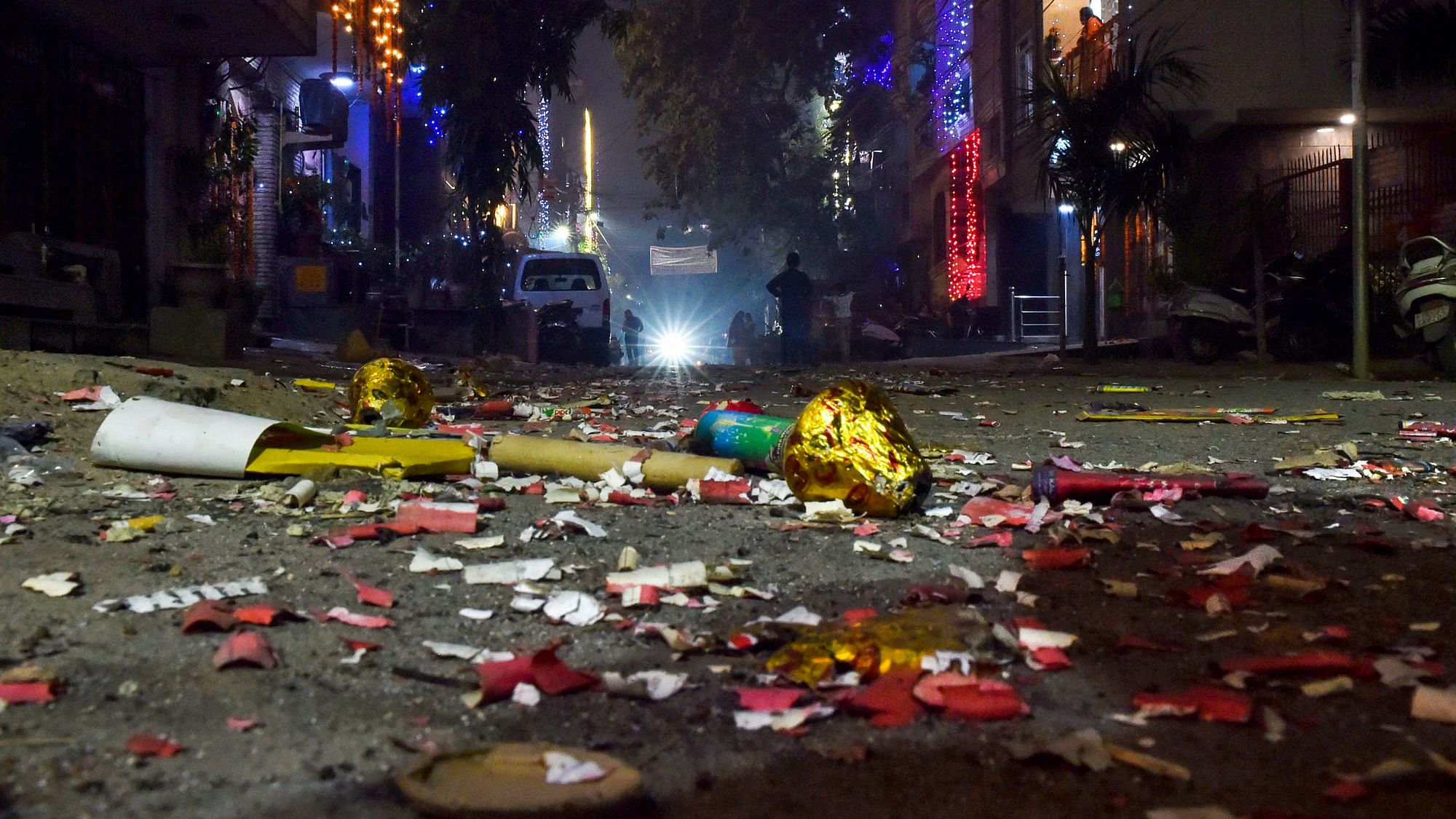 A view of a street littered with firecracker waste. Image used for representational purposes.