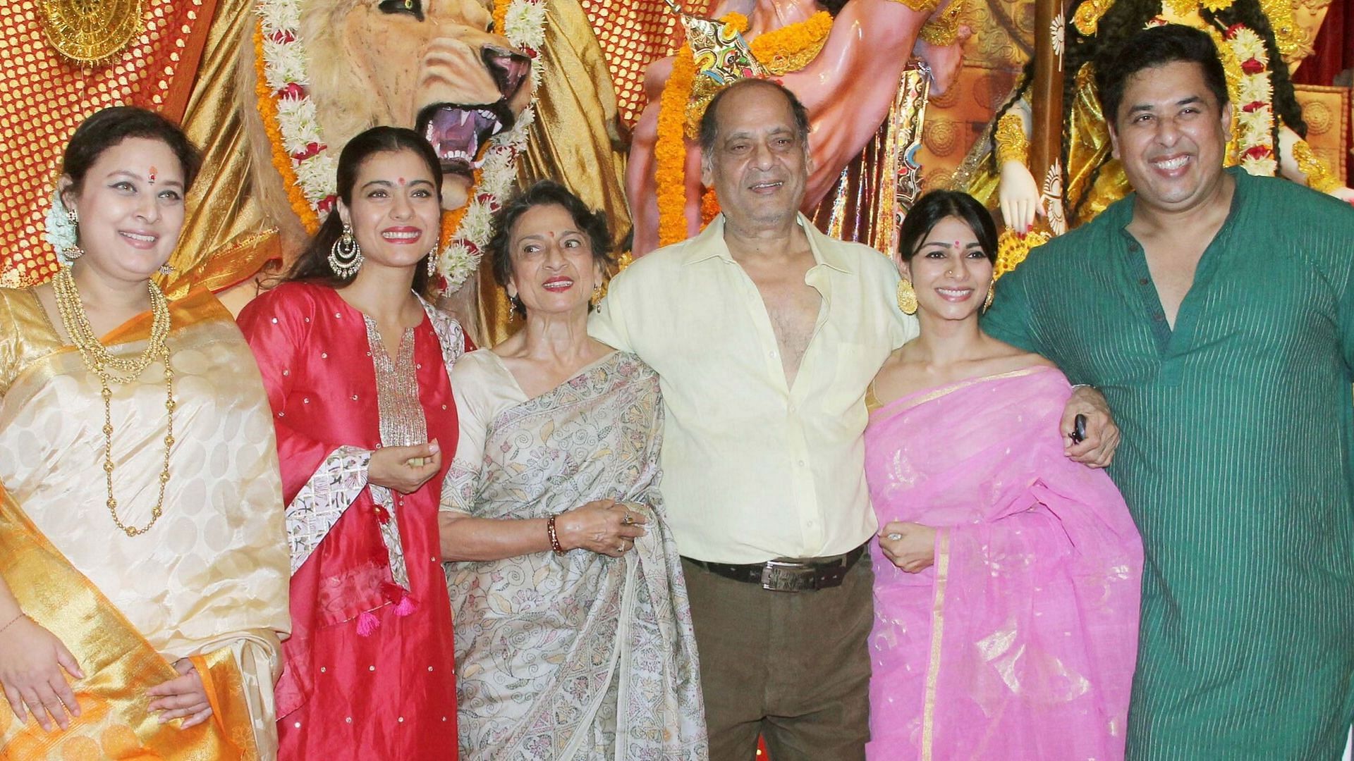 Kajol, Tanuja, Tanishaa and family spotted at a Durga Puja pandal.