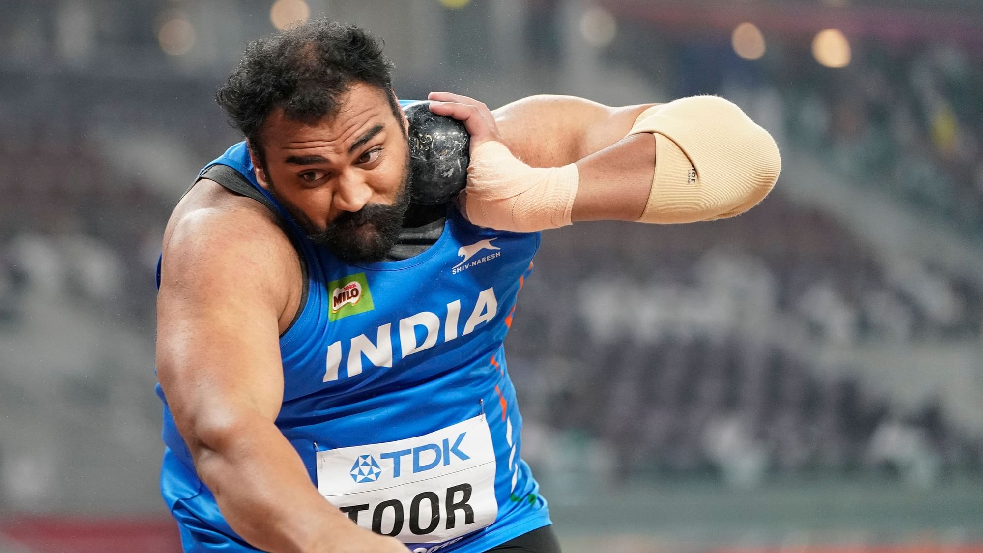 Tajinderpal Singh Toor, of India, competes in the men’s shot put qualification at the World Athletics Championships in Doha, Qatar, Thursday, Oct. 3, 2019.