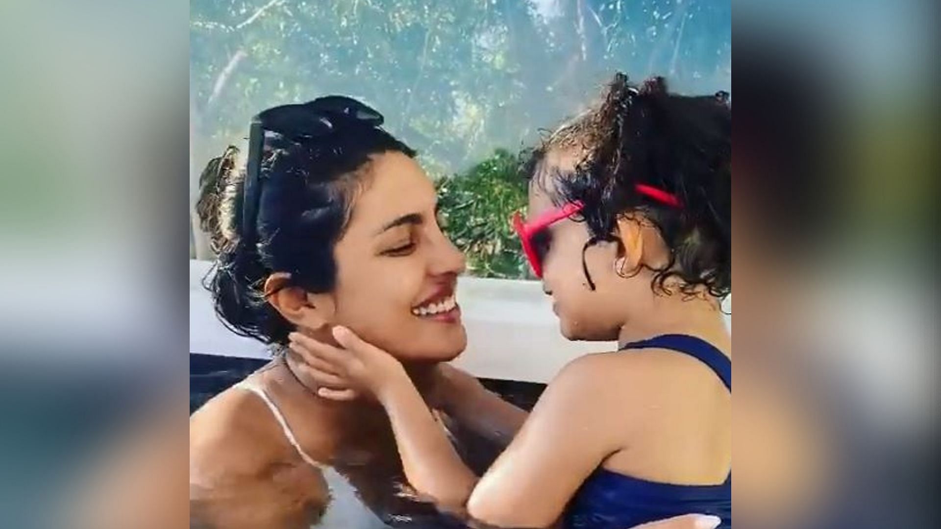 Priyanka Chopra with her niece in the video she shared.