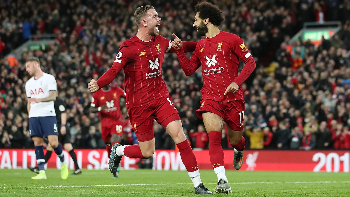 Liverpool captain Jordan Henderson (left) volleyed in the equaliser seven minutes into the second half.