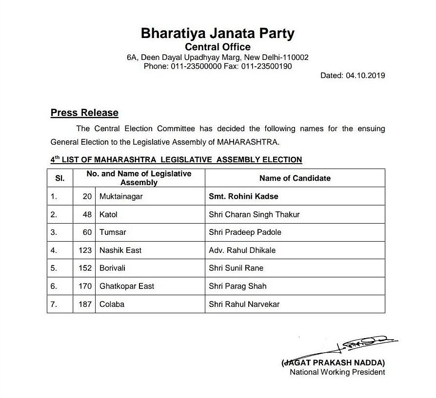 Fourth list of candidates.