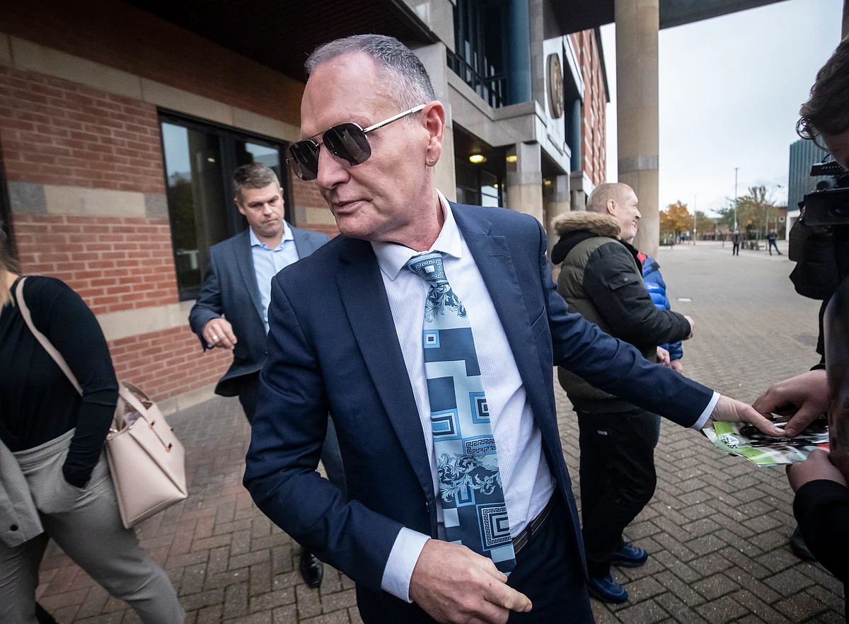 Former England footballer Paul Gascoigne leaves Teesside Crown Court in Middlesbrough where he appeared on charges of sexually assaulting a woman on a train, Monday Oct. 14, 2019.