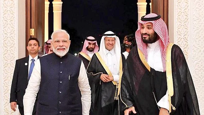 PM Modi with Saudi Crown Prince Mohd Bin Salman in Riyadh.