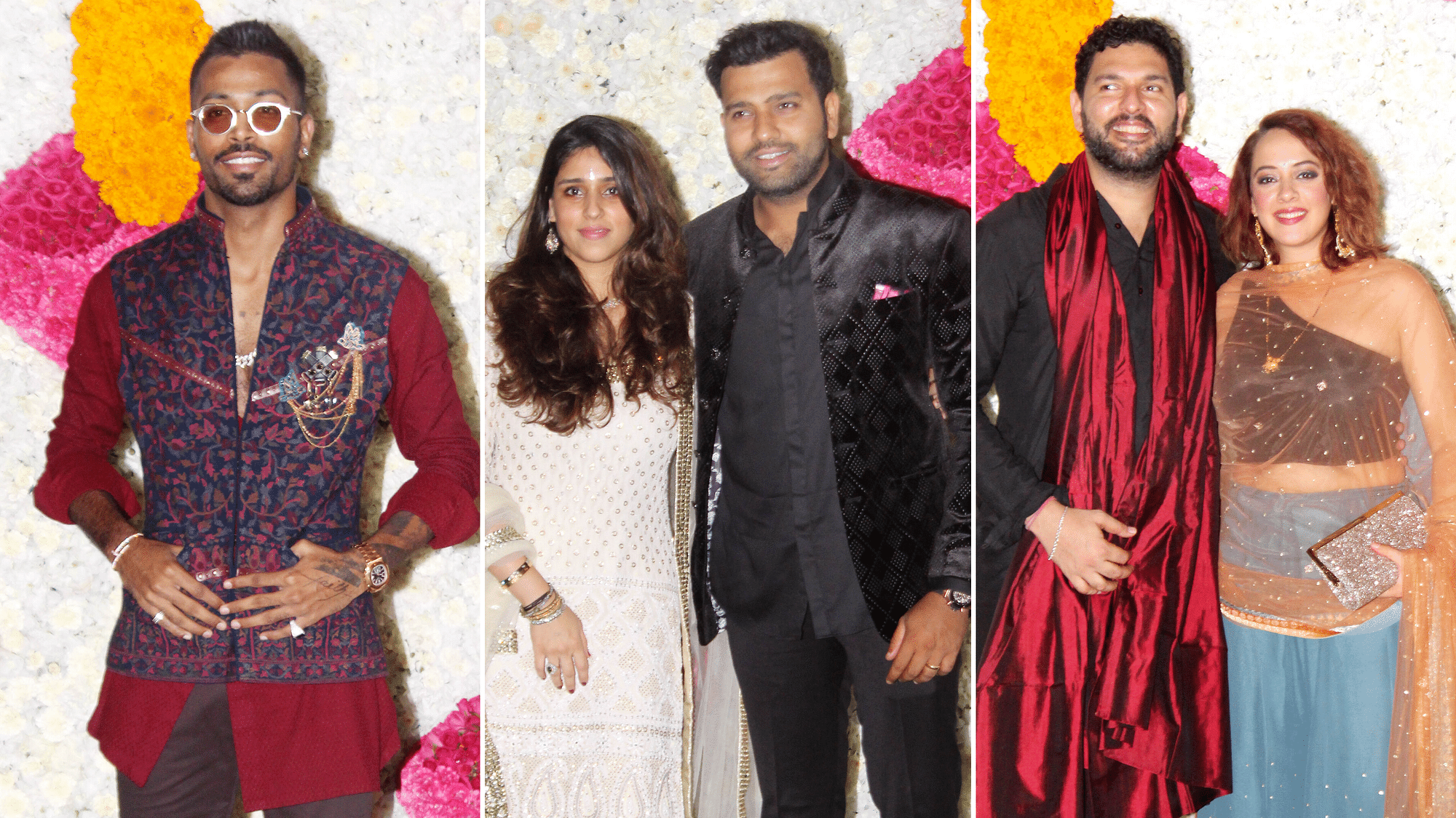 Hardik Pandya, Rohit Sharma and Yuvraj Singh attended the Ambanis’ party.