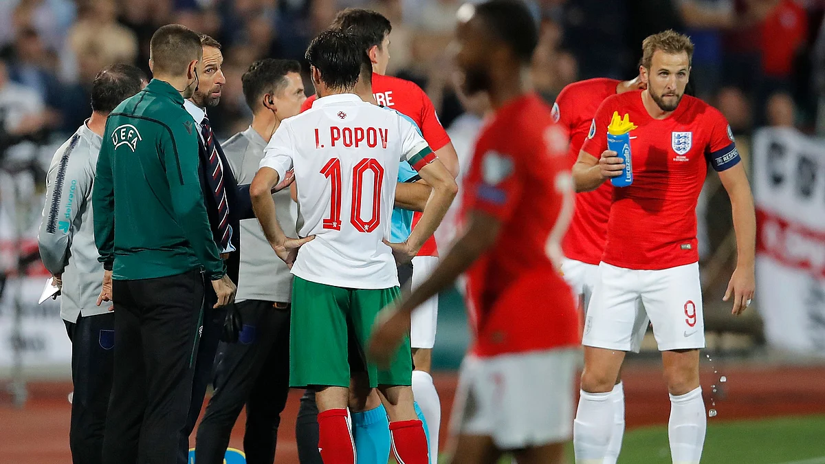 Bulgaria lost to England 6-0 in a European Championship qualifying game that was halted twice due to racist behaviour from fans.