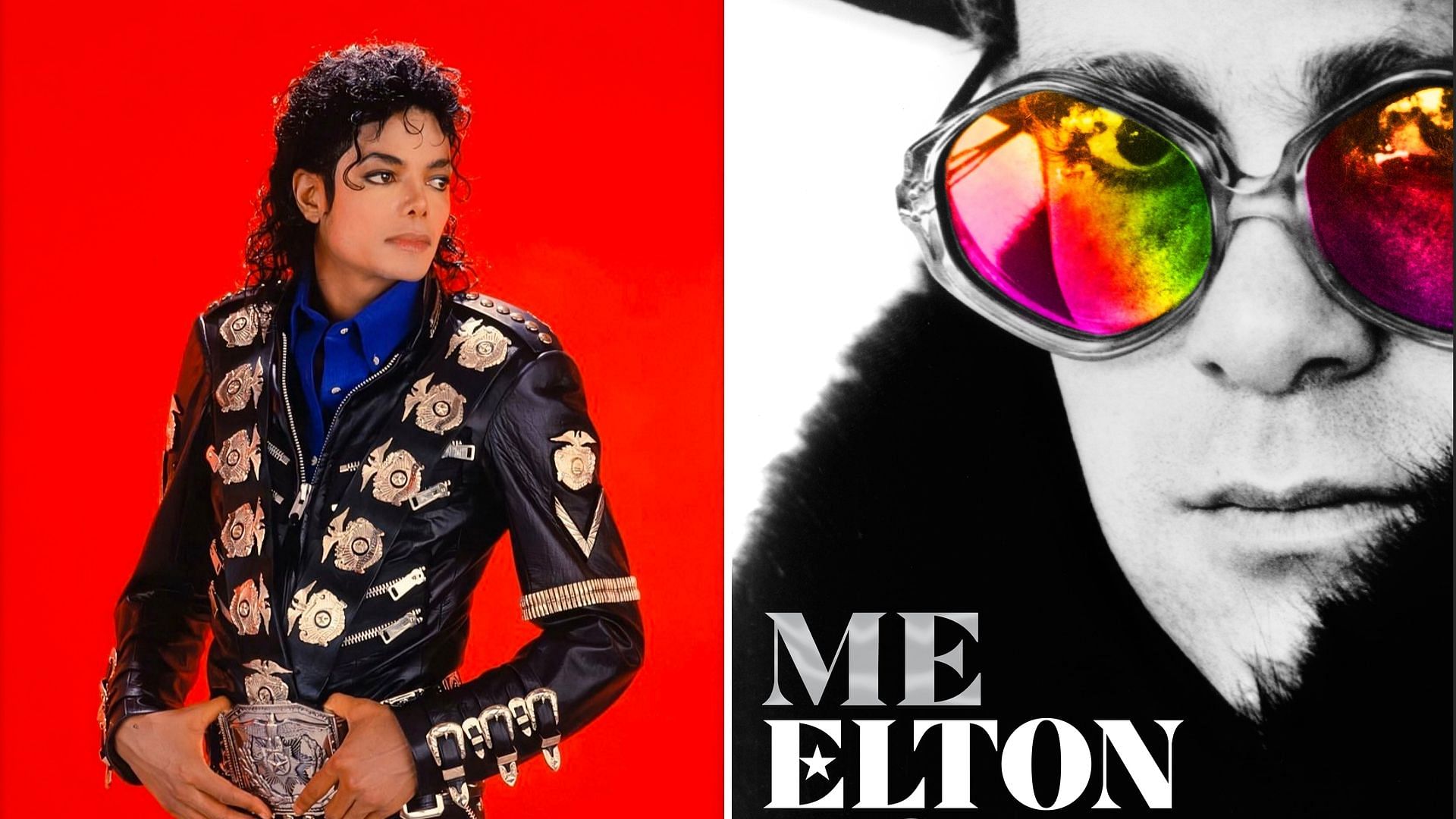 Michael Jackson (L) and cover of Elton John’s book (R)