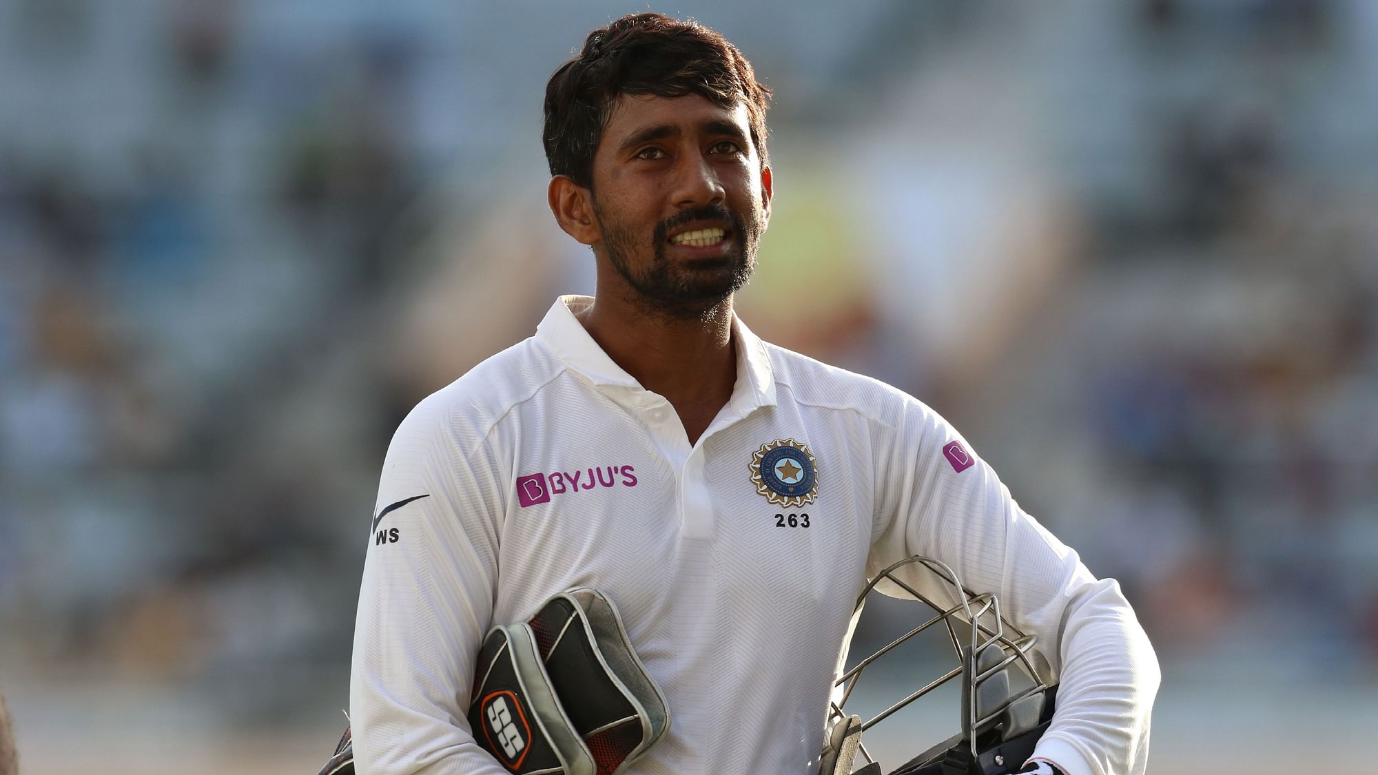 Wriddhiman Saha was hurt in the 27th over, while keeping to off-spinner Ravichandran Ashwin.