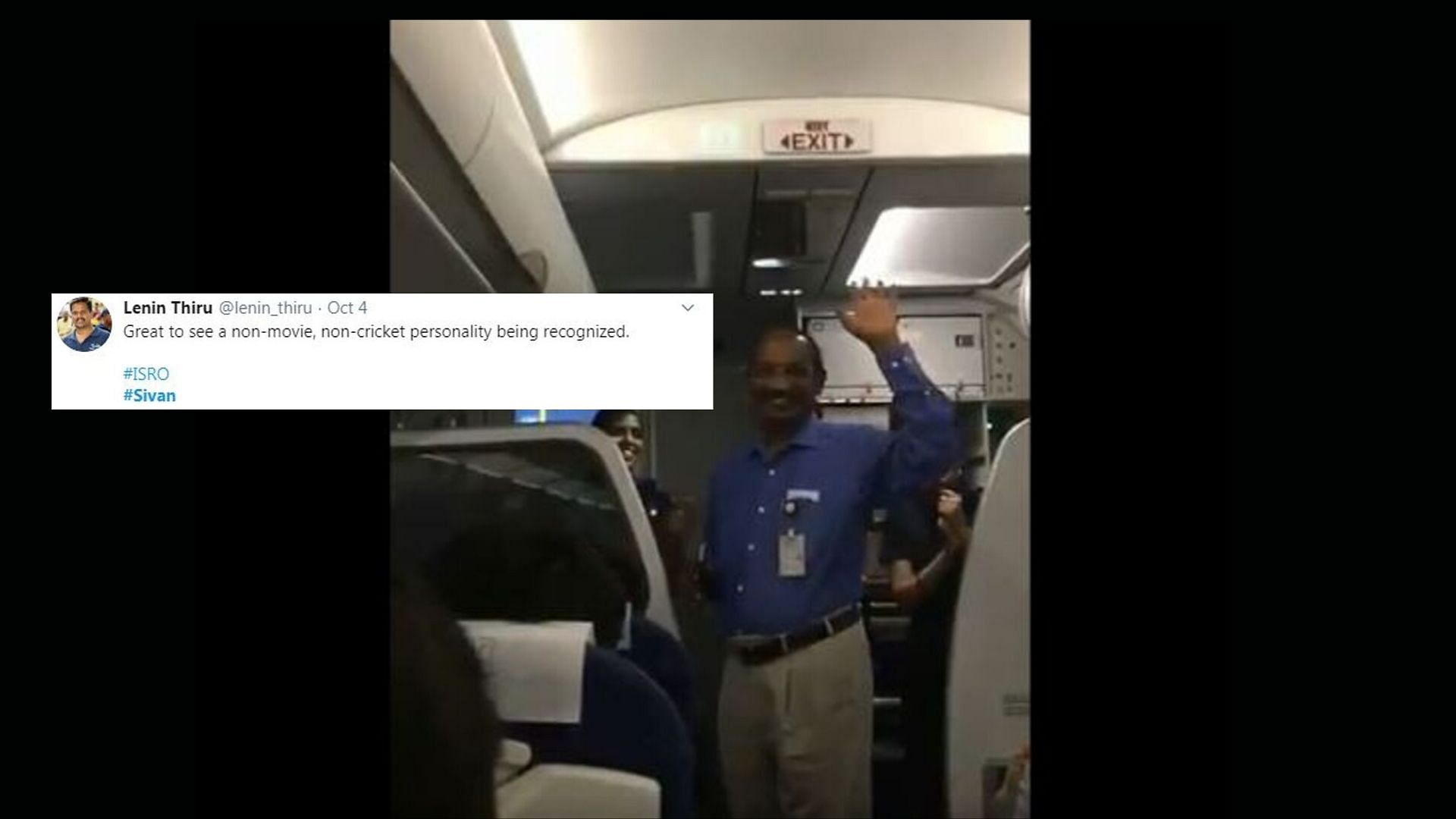 K Sivan was seen taking selfies with Indigo airline’s flight crew.