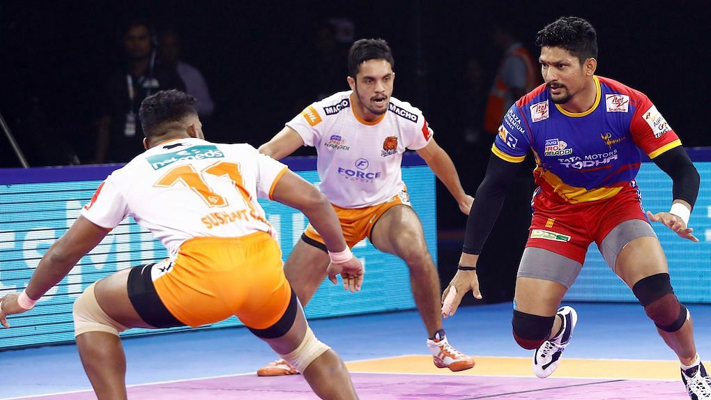Home side UP Yoddha produced an all-round performance to beat Puneri Paltan 43-39 in a Pro Kabaddi League match.