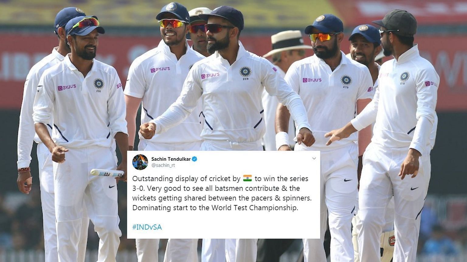 Indian defeated South Africa in the third and the final Test match in Ranchi to complete a 3-0 Whitewash.