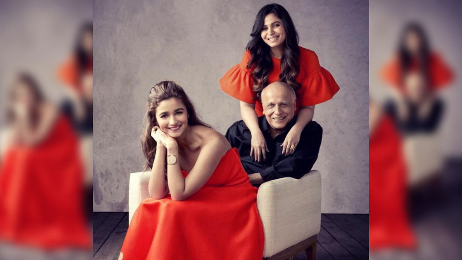 Alia Bhatt and Shaheen Bhatt with their father Mahesh Bhatt.